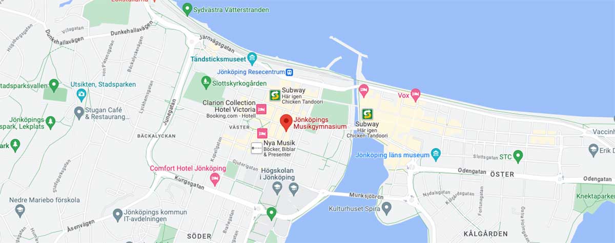 karta till Jönköpings Musikgymnasium 
